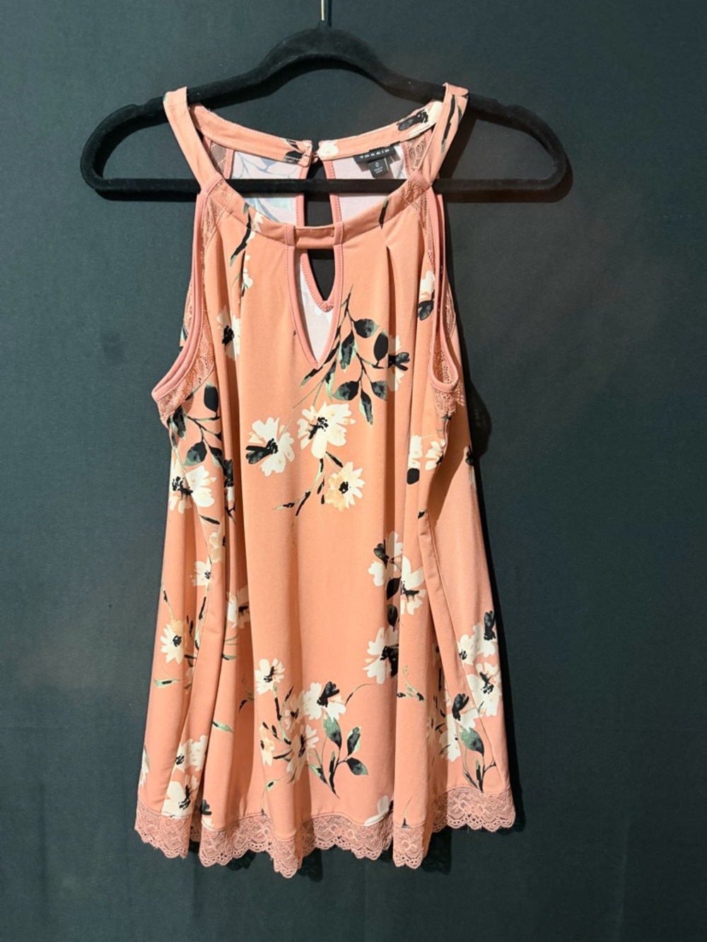 torrid Peach Floral Keyhole Lace-Hem Camisole